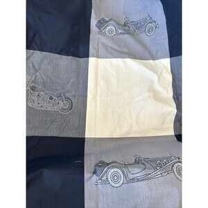 Square Design Fabric Panels Patchwork Classic Antique Car Motorcycle Blue